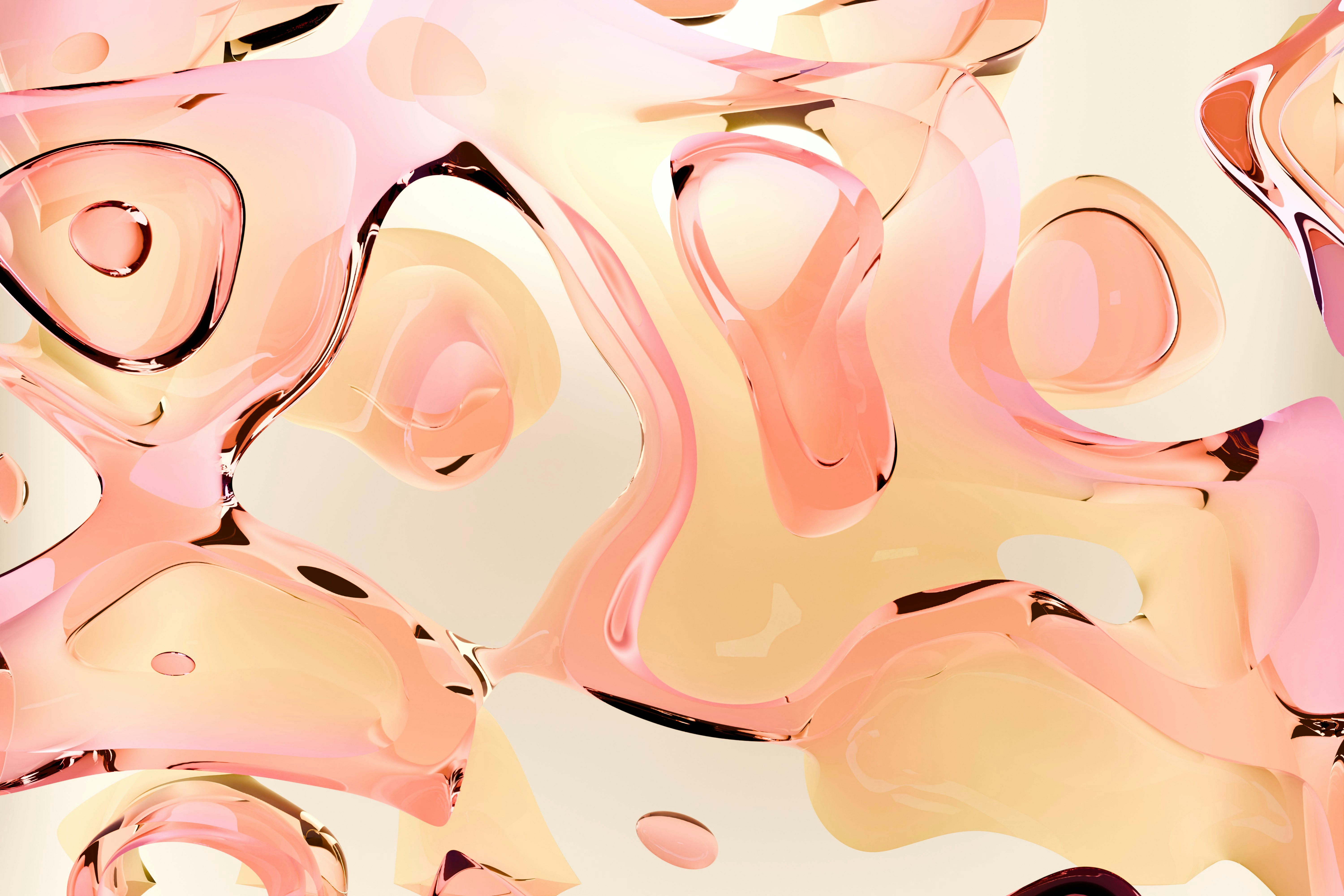 Abstract swirls of peach, pink, and cream colors