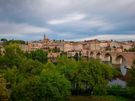 The old town and the Pont Vieux across the river — Albi, France