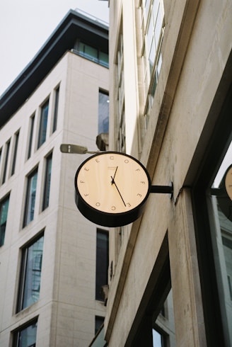 Clock mounted on a building facade.