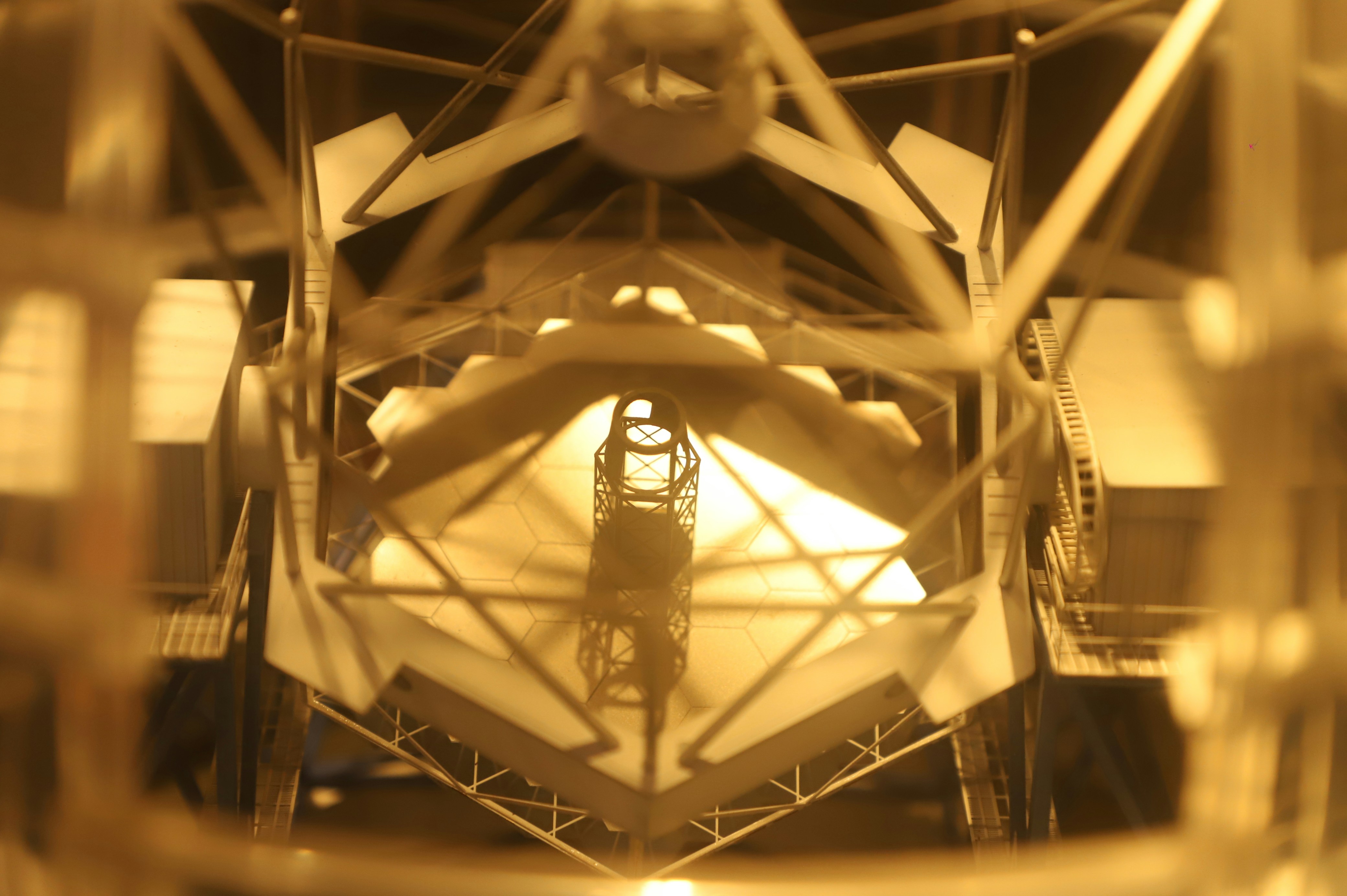 Interior view of a large telescope structure