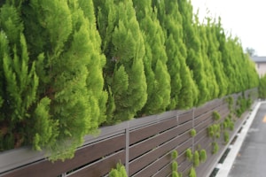 Modern fence with landscaping