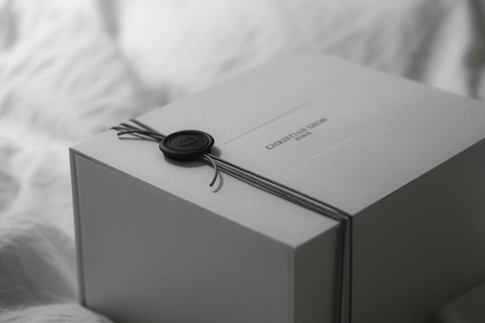 Gift box with ribbon and wax seal
