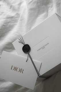 White dior box with wax seal and tag