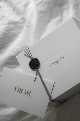White dior box with wax seal and tag