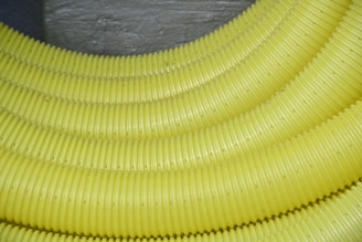 Close-up of yellow corrugated tubing
