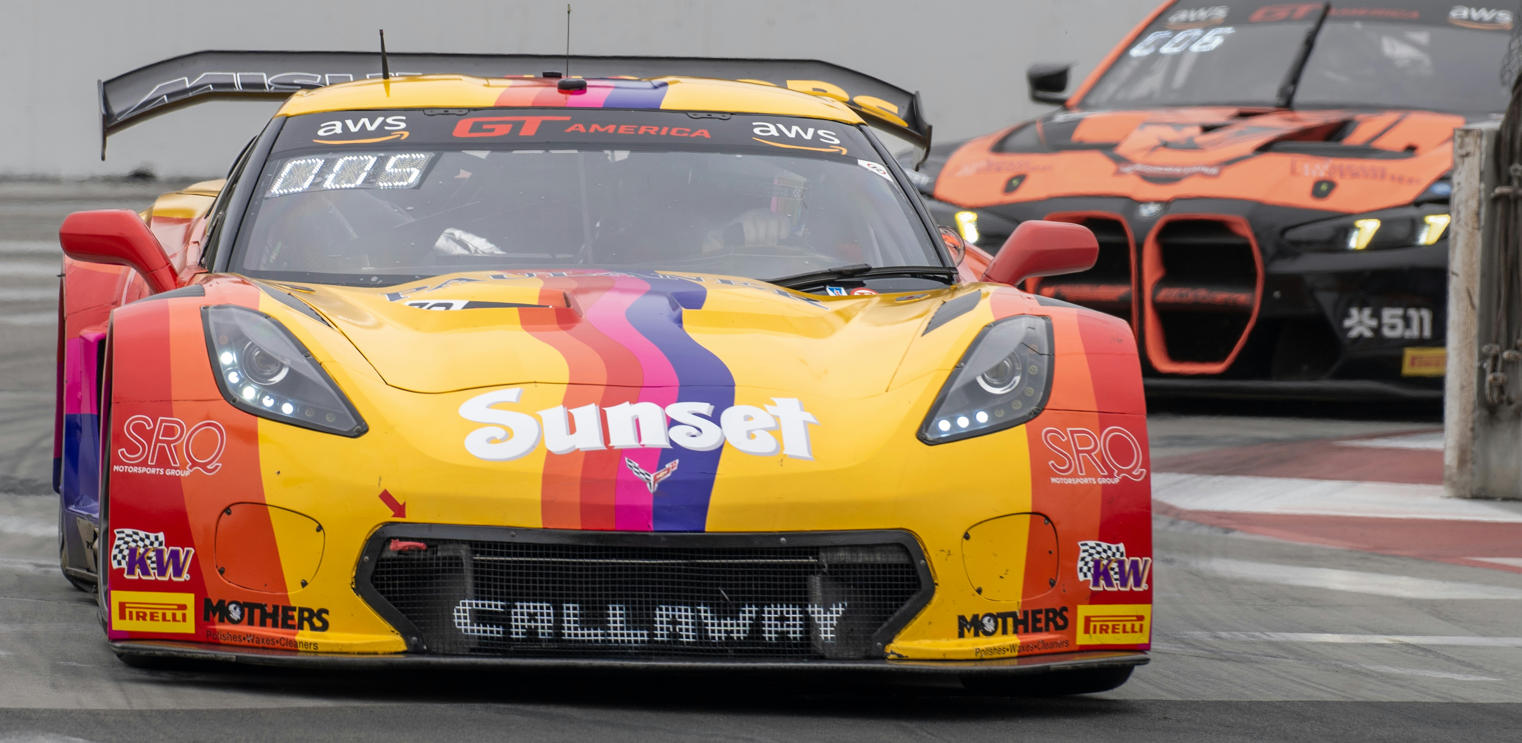 Two race cars on a track