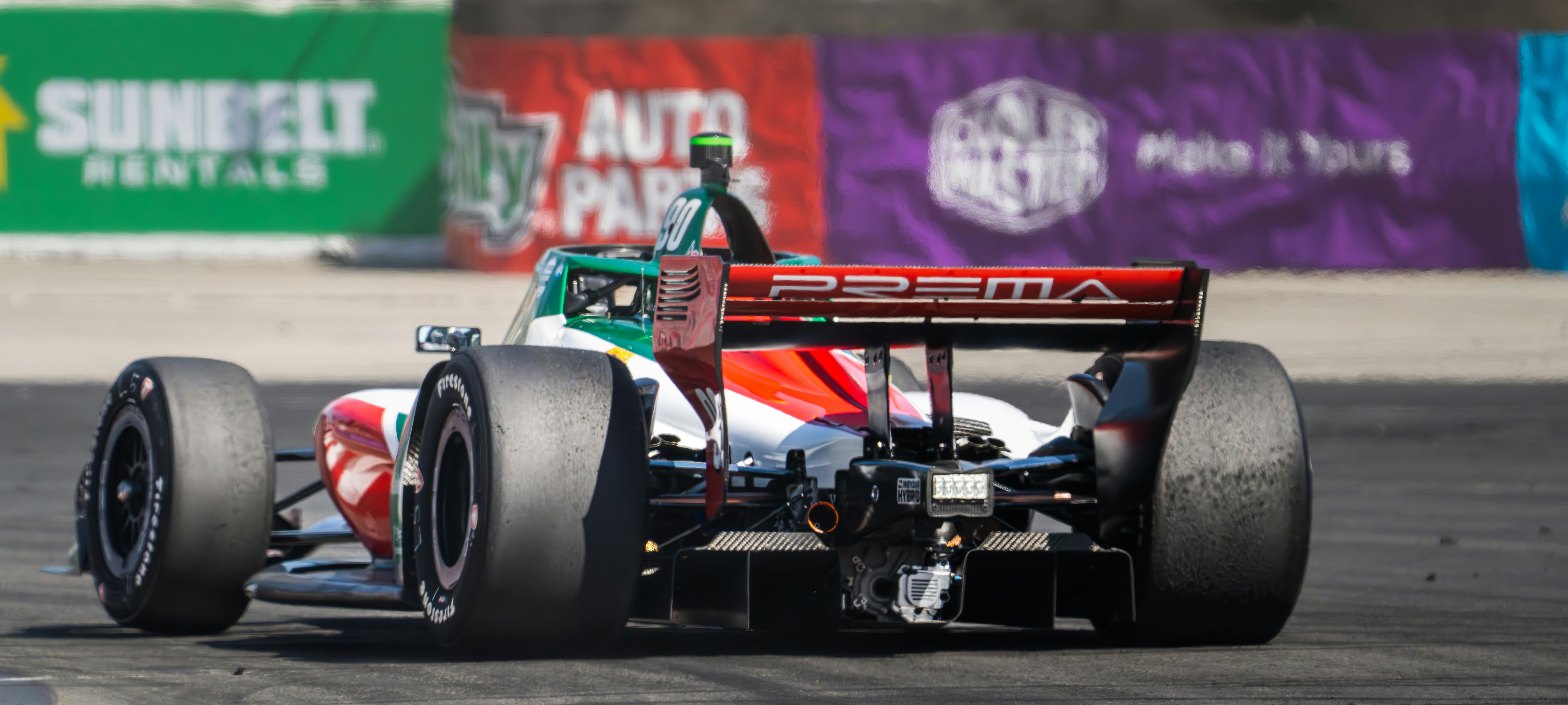 Race car with sponsors