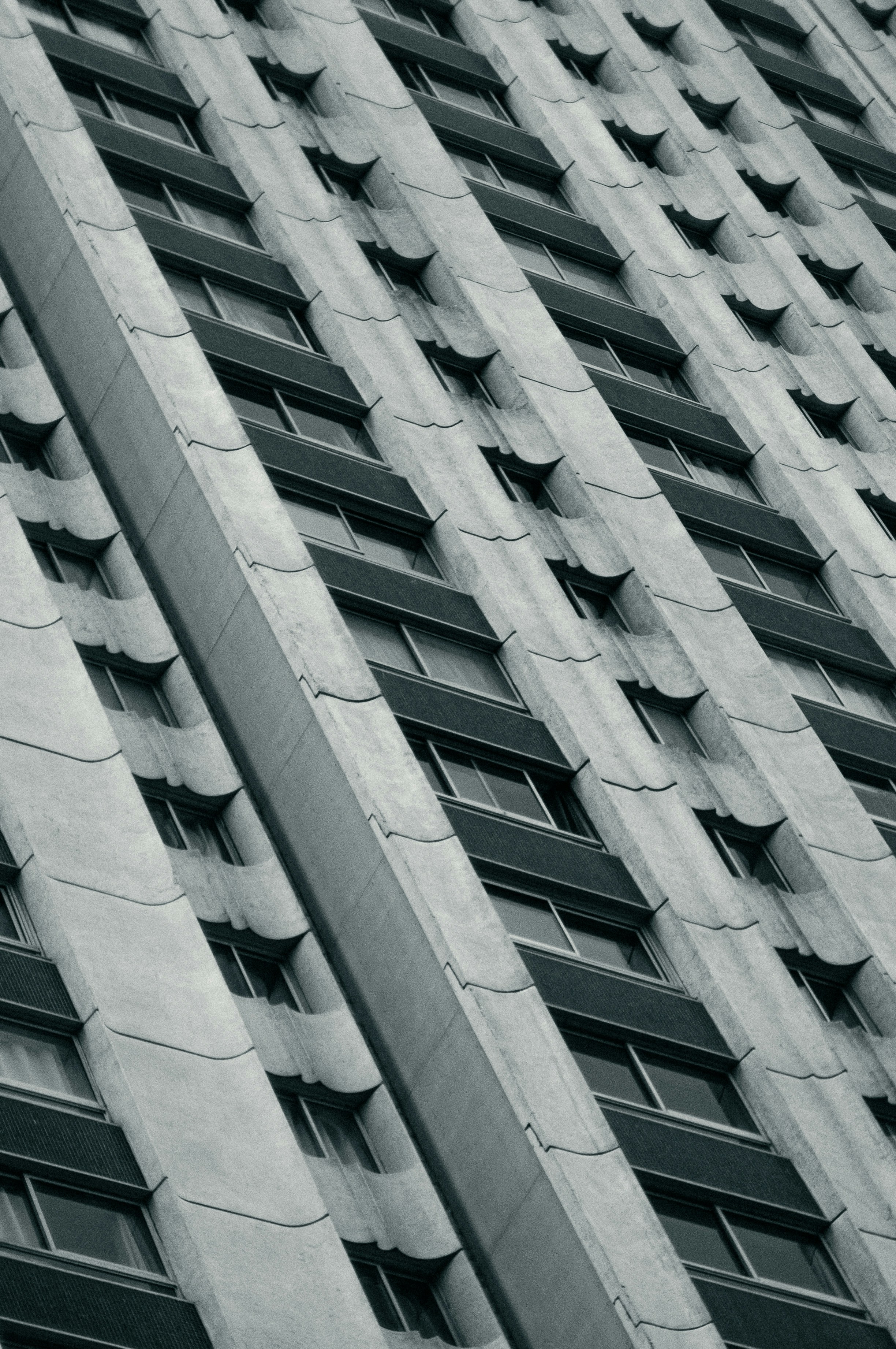 Diagonal view of a modern building facade