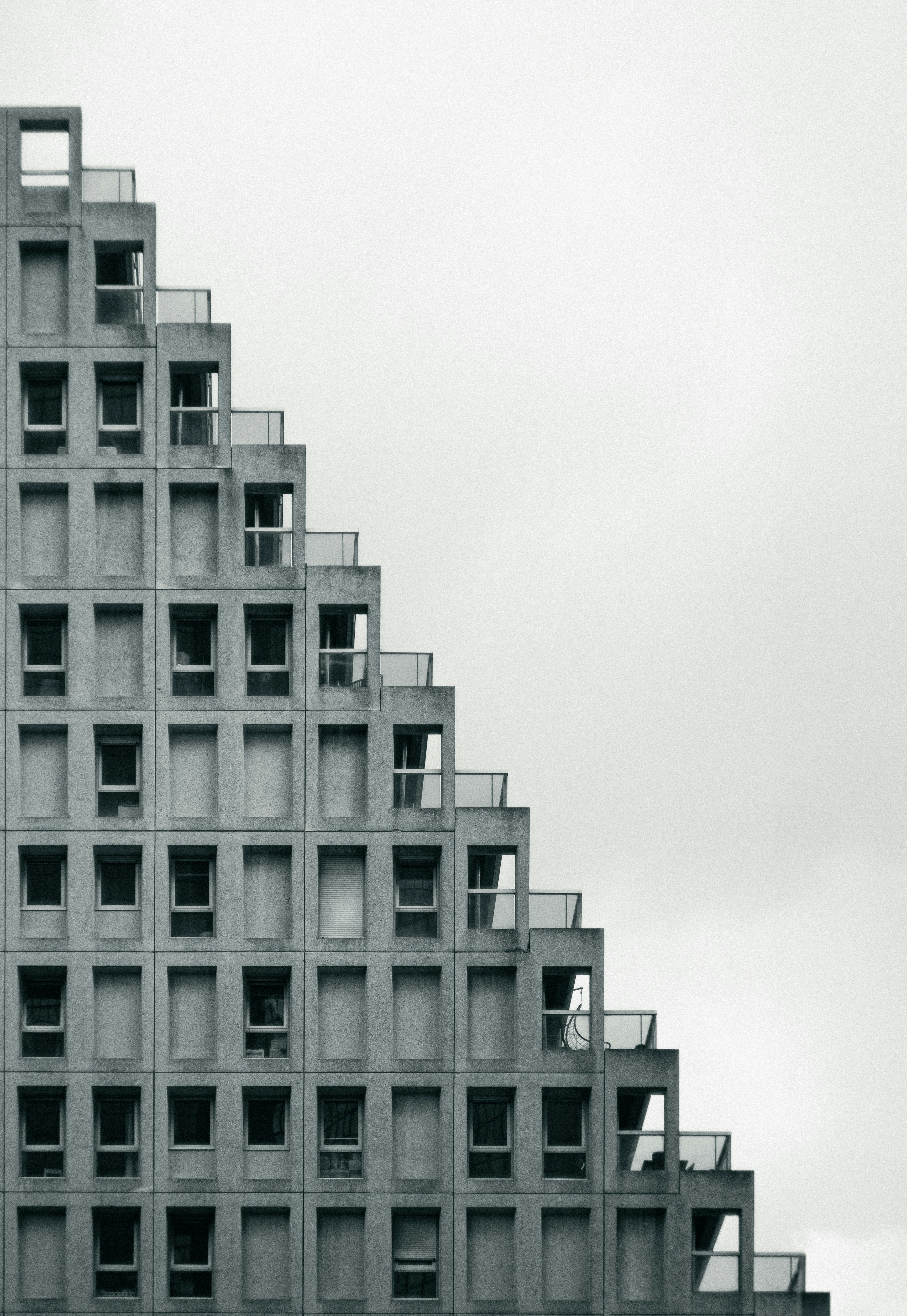 Geometric concrete building with many windows