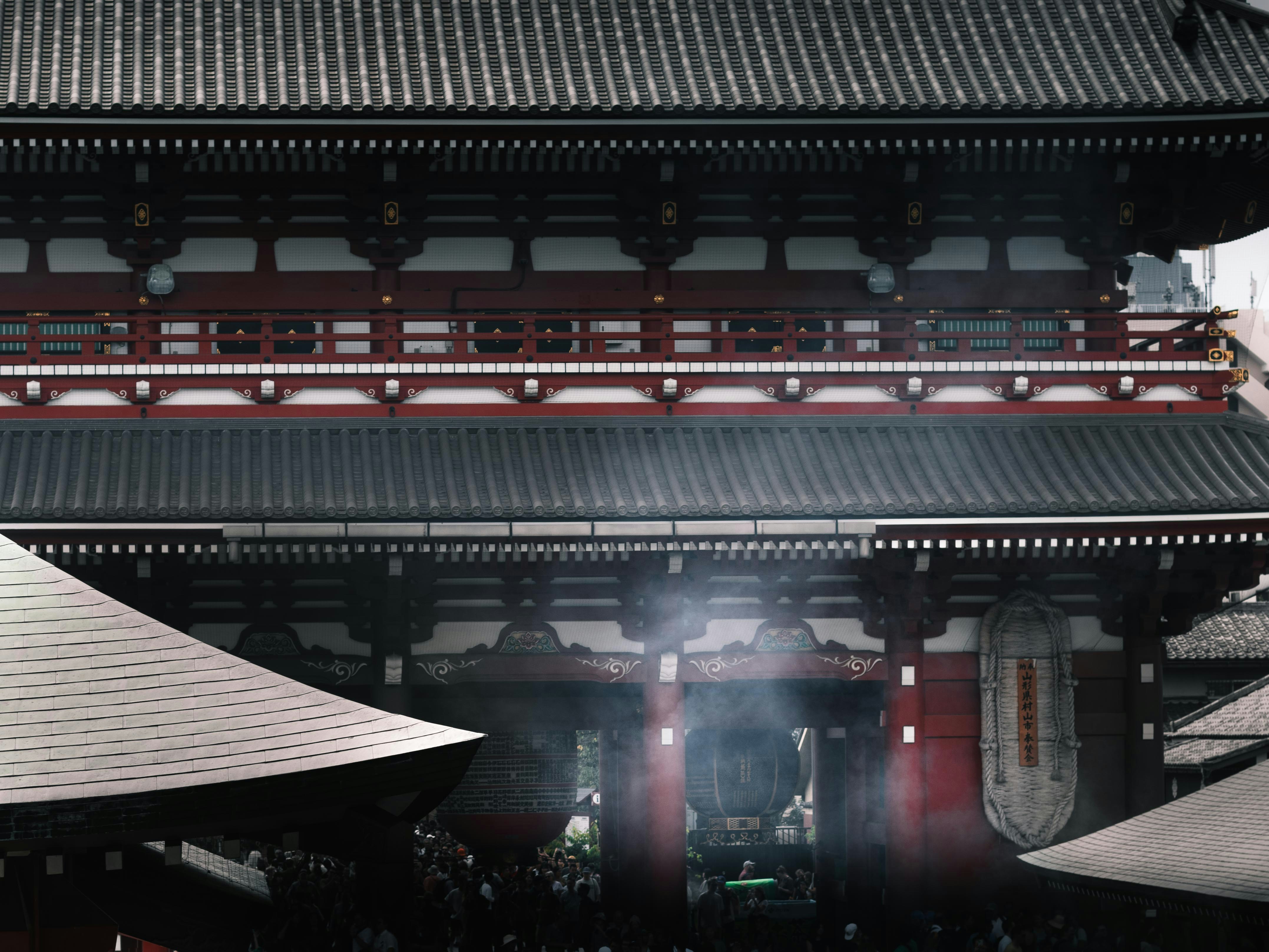 Traditional japanese temple architecture with ornate details.