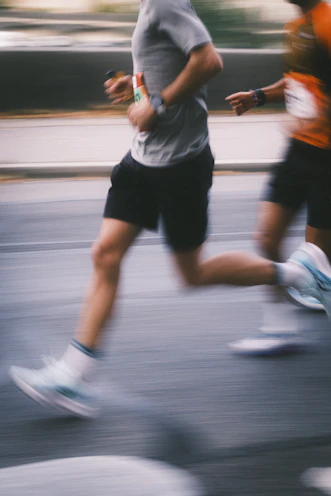 Runners in a race with motion blur