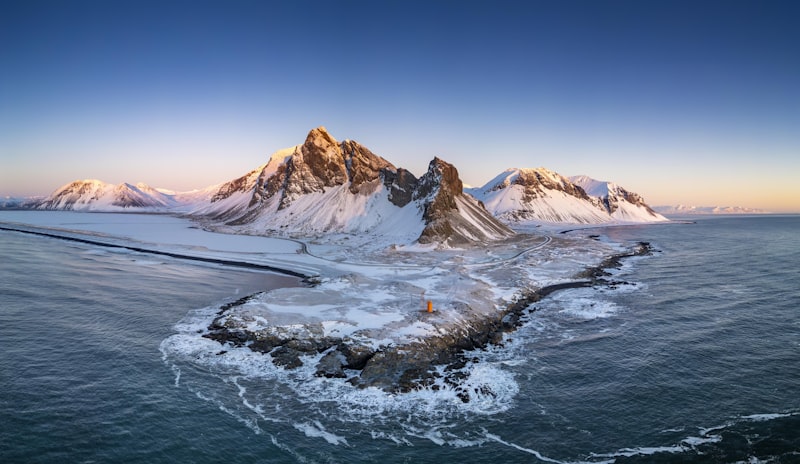 sunny sky, mountains snow, flooded street, melting snow, avalanche