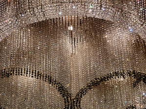 Elaborate crystal chandelier with cascading strands