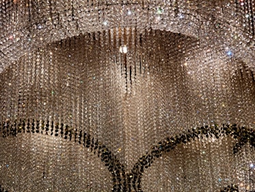 Elaborate crystal chandelier with cascading strands