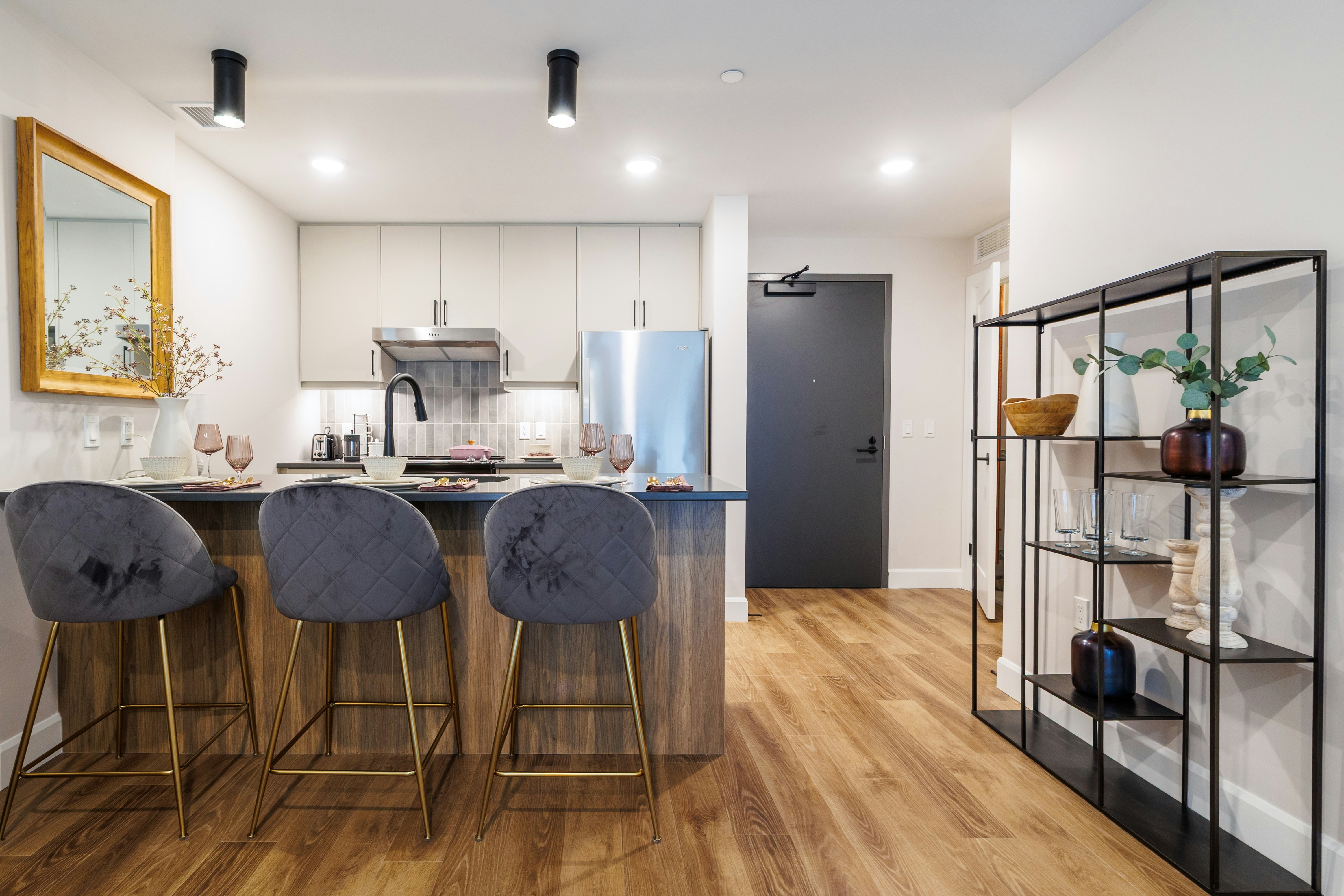 Modern kitchen with island and bar stools