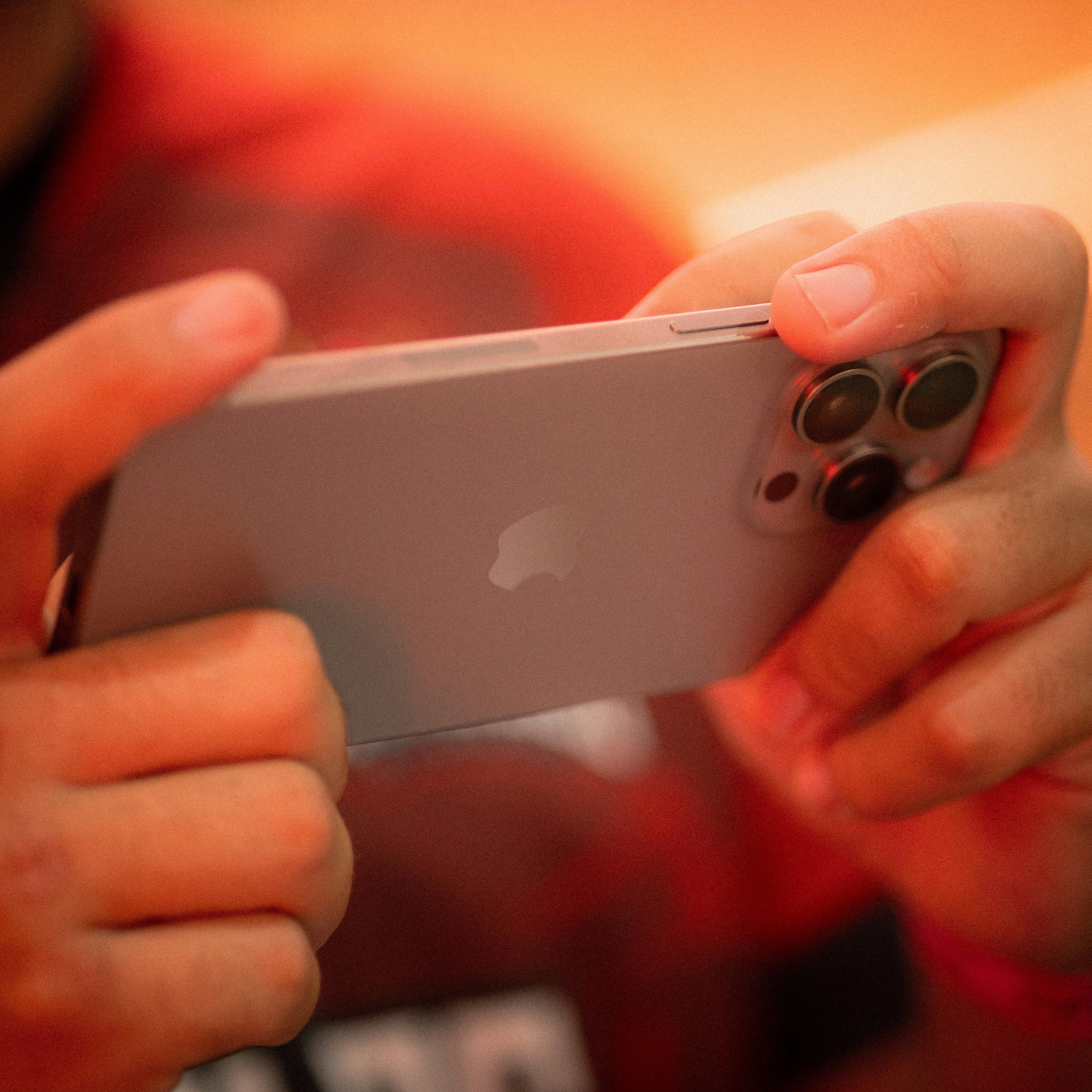 Person holding a smartphone horizontally