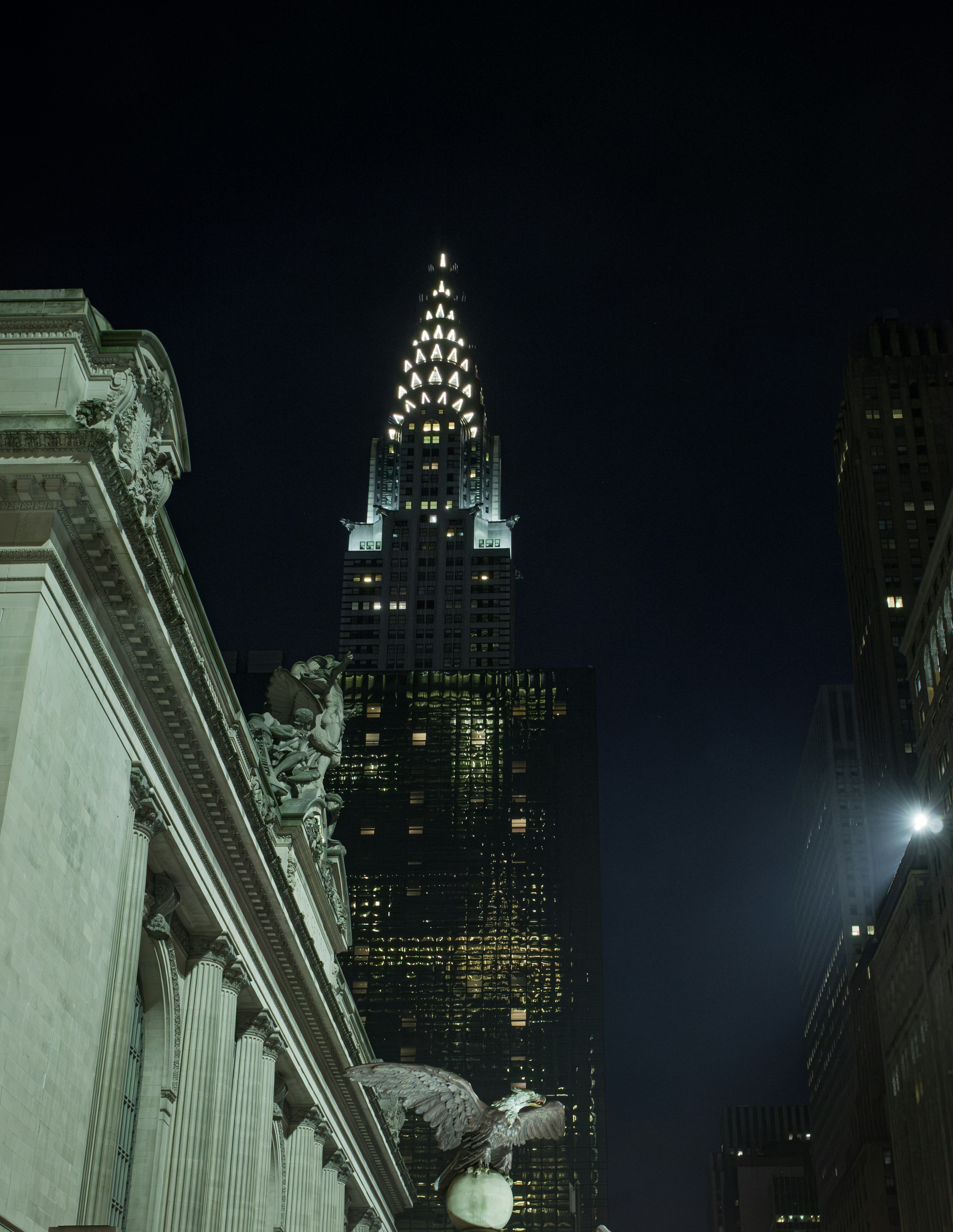 Chrysler building illuminated at night in new york city