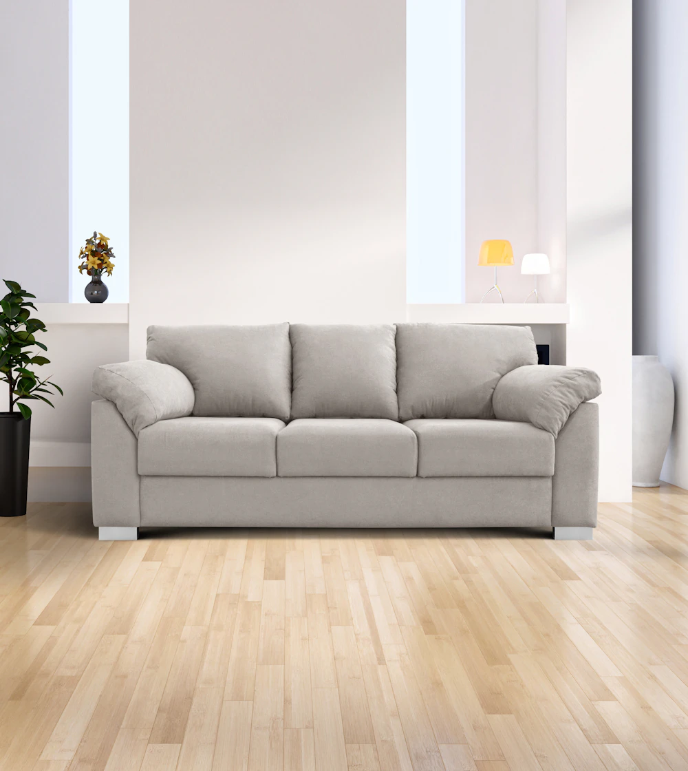 Light grey sectional sofa in a modern living room