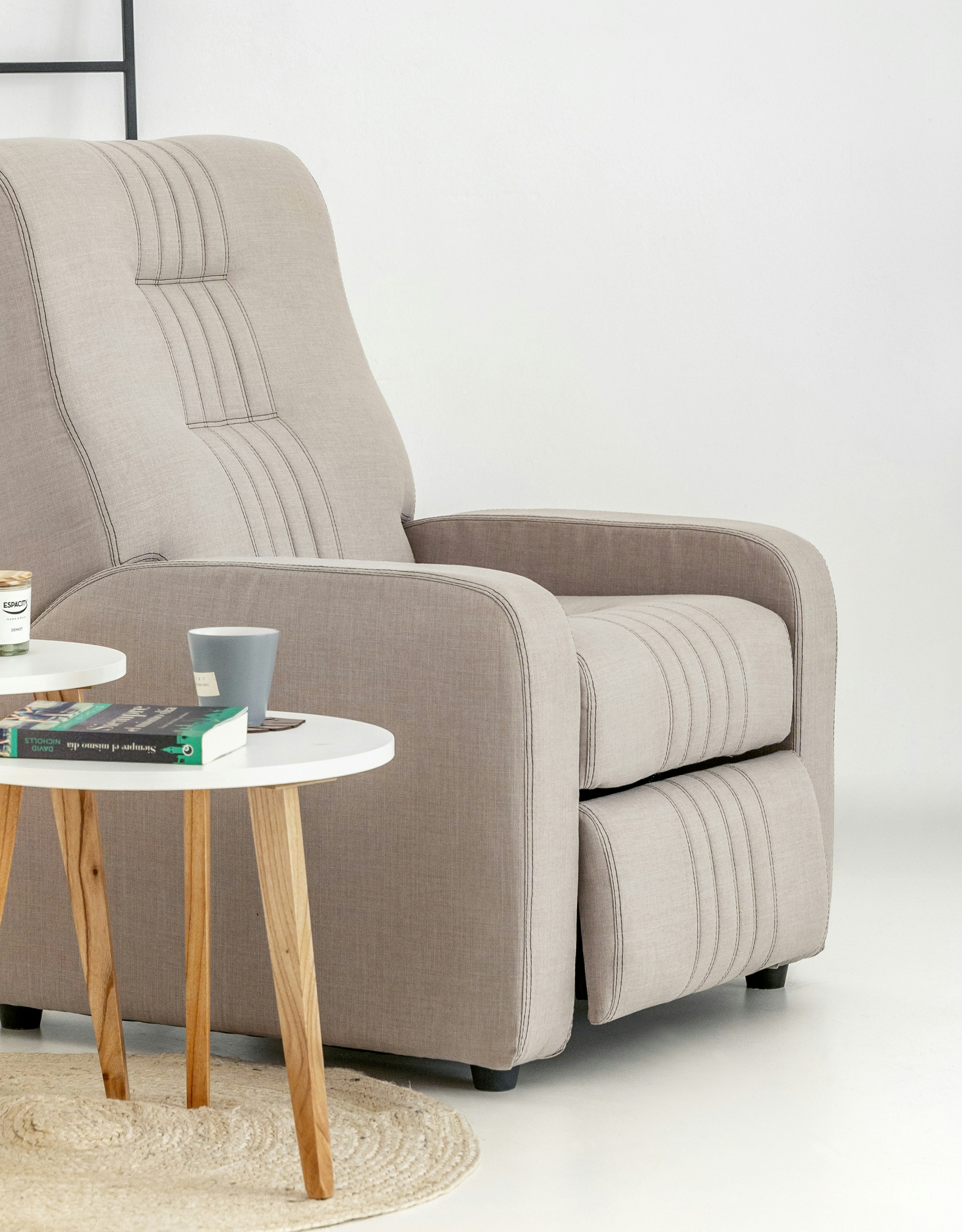 Comfortable recliner chair with side tables