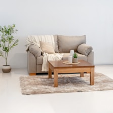 A modern living room with a sofa and coffee table.