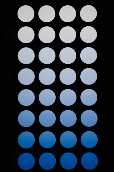 Rows of blue circles fading from white to dark blue.