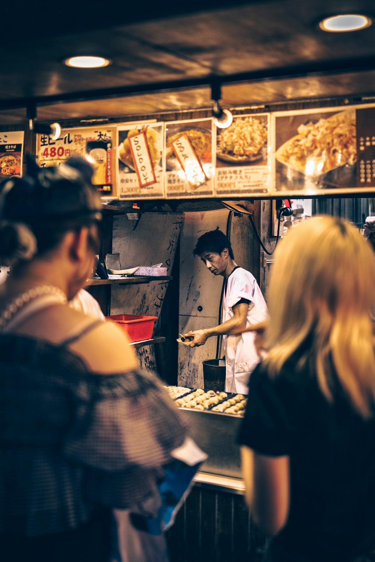 Food being prepared at a street food stall