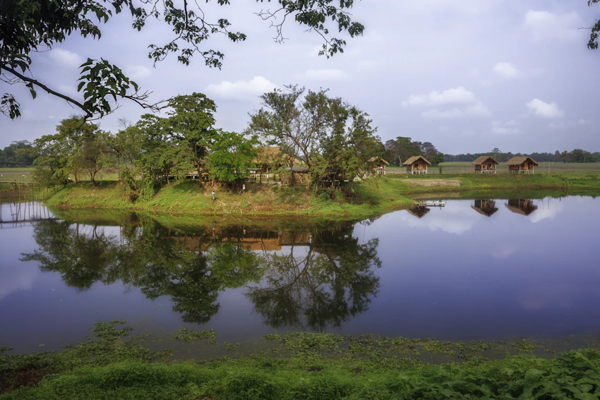 Rural riverside landscape in Majuli, Assam