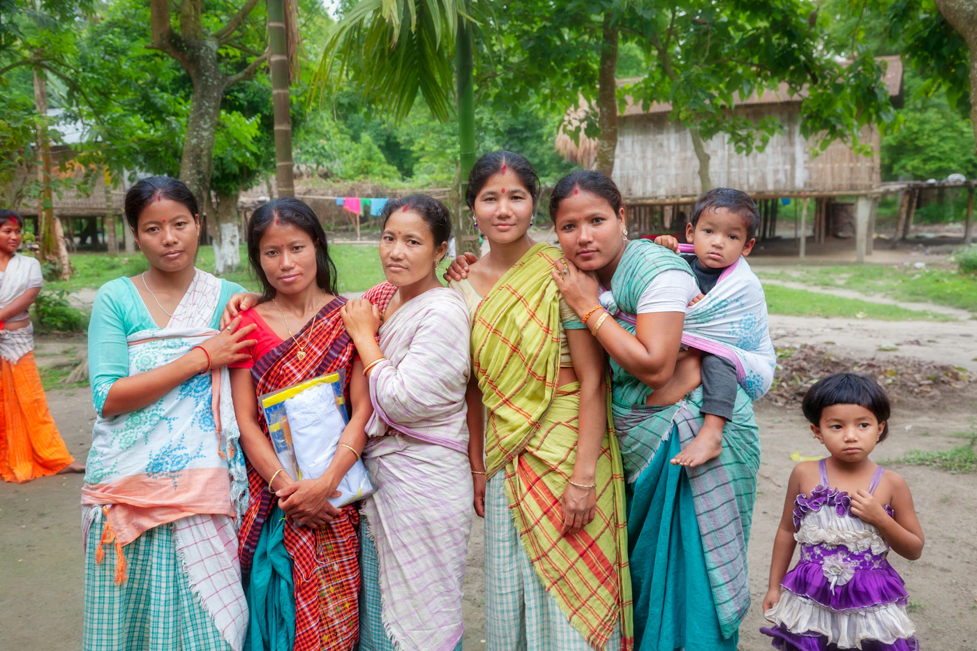 Rural women and families gathered in an Indian village community