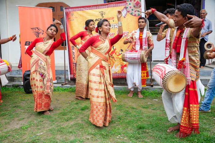 Children in festive attire celebrating Gaura Purnima