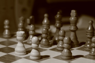 Chess pieces arranged on a chessboard