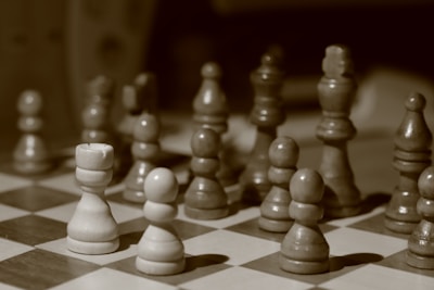 Chess pieces arranged on a chessboard