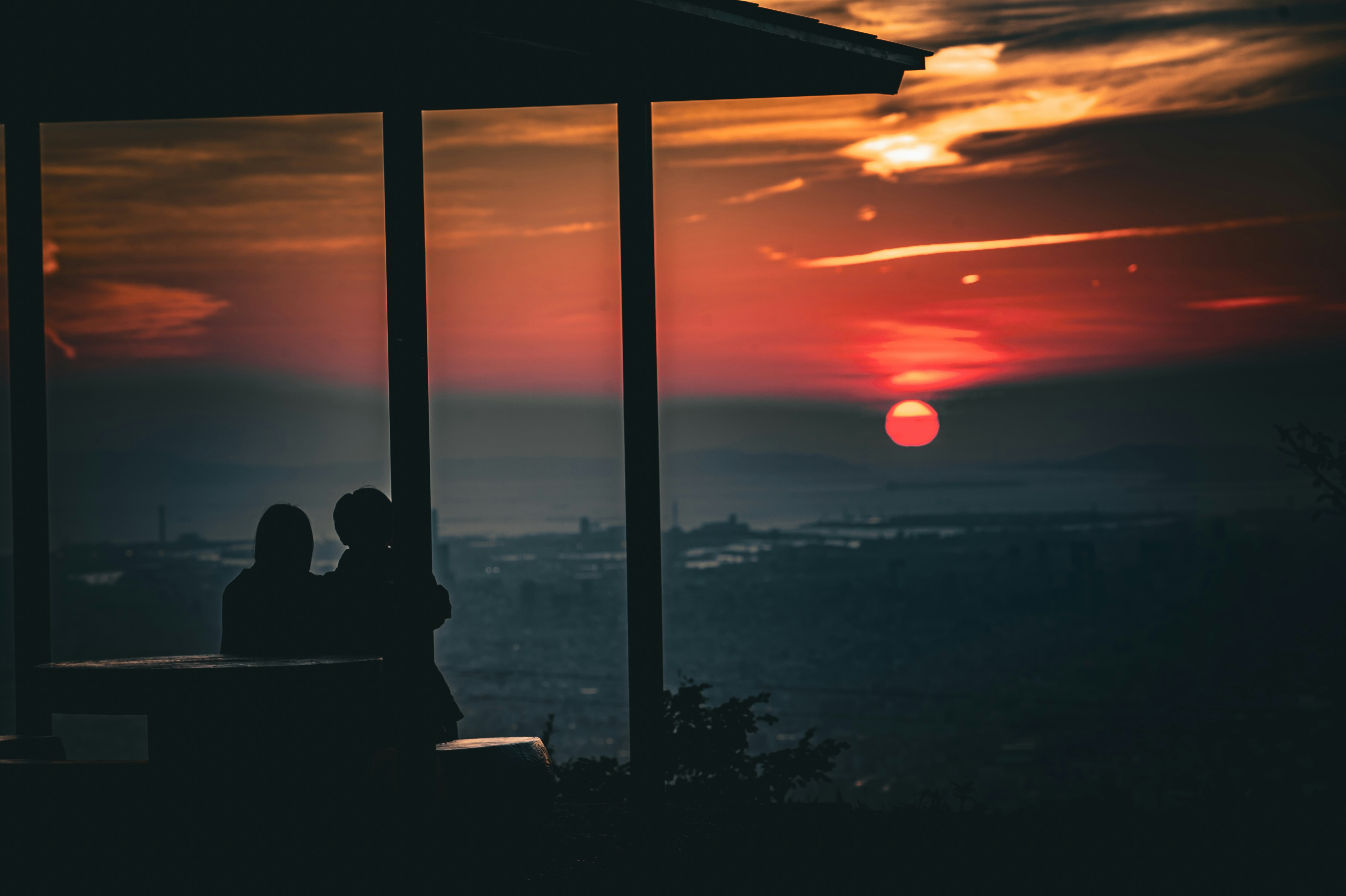 Romantic sunset silhouette