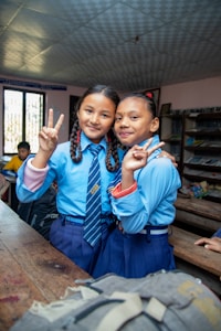 Indian schoolgirls smiling