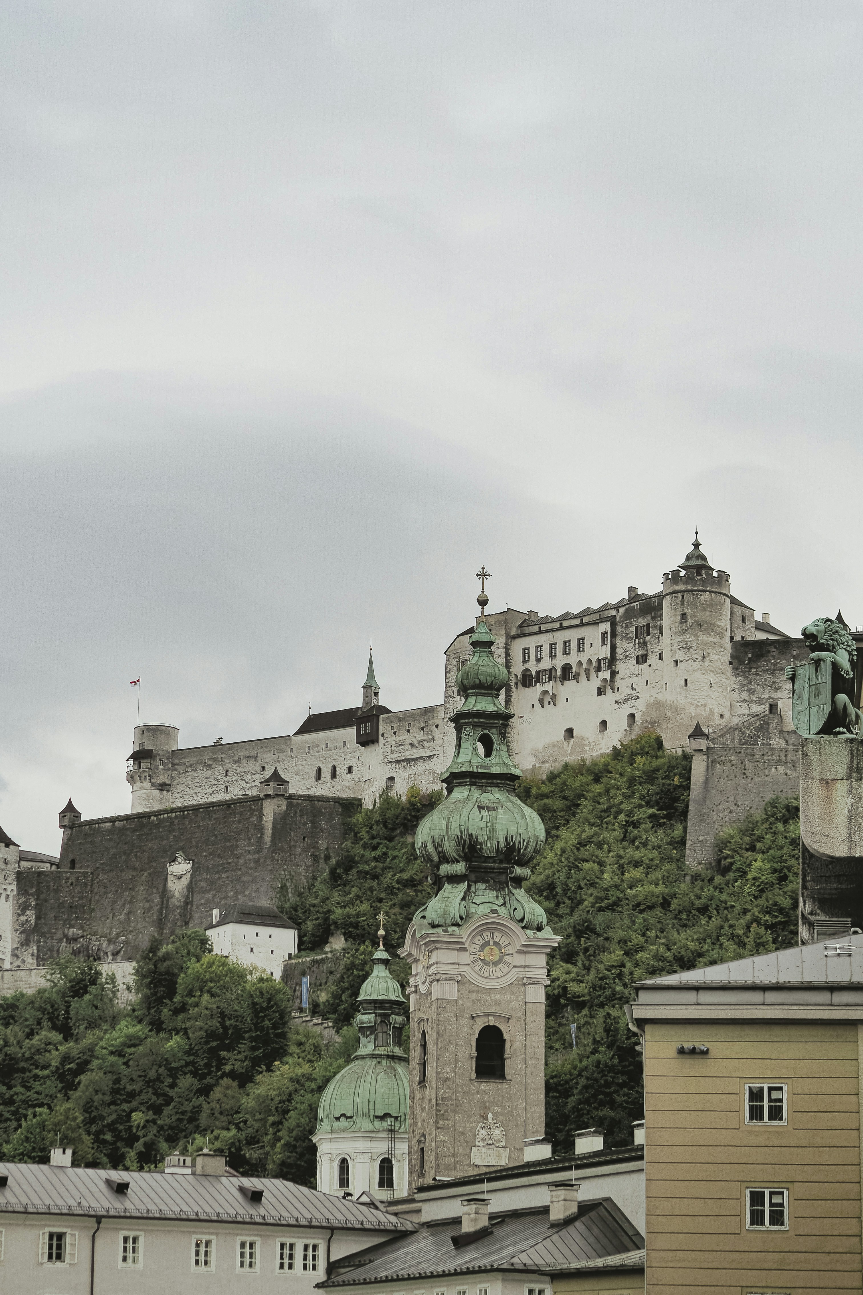 Castle hohensalzburg fortress overlooking salzburg city
