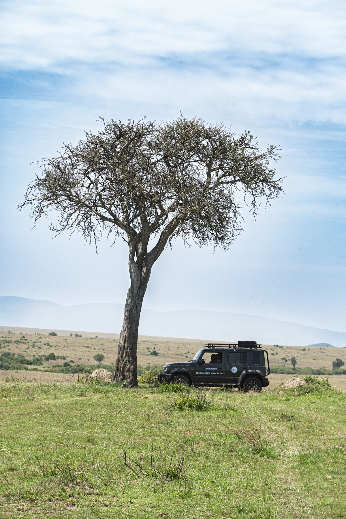Safari vehicle on the Kenyan savanna, a trip that now needs Kenya mandatory travel insurance
