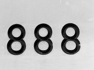Three sets of stacked black rings forming eights