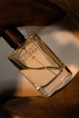 A bottle of vibrant leather zara perfume