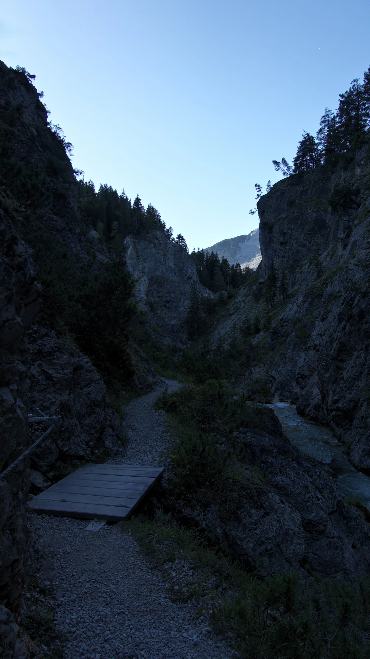 Canyon gorge trail at dusk