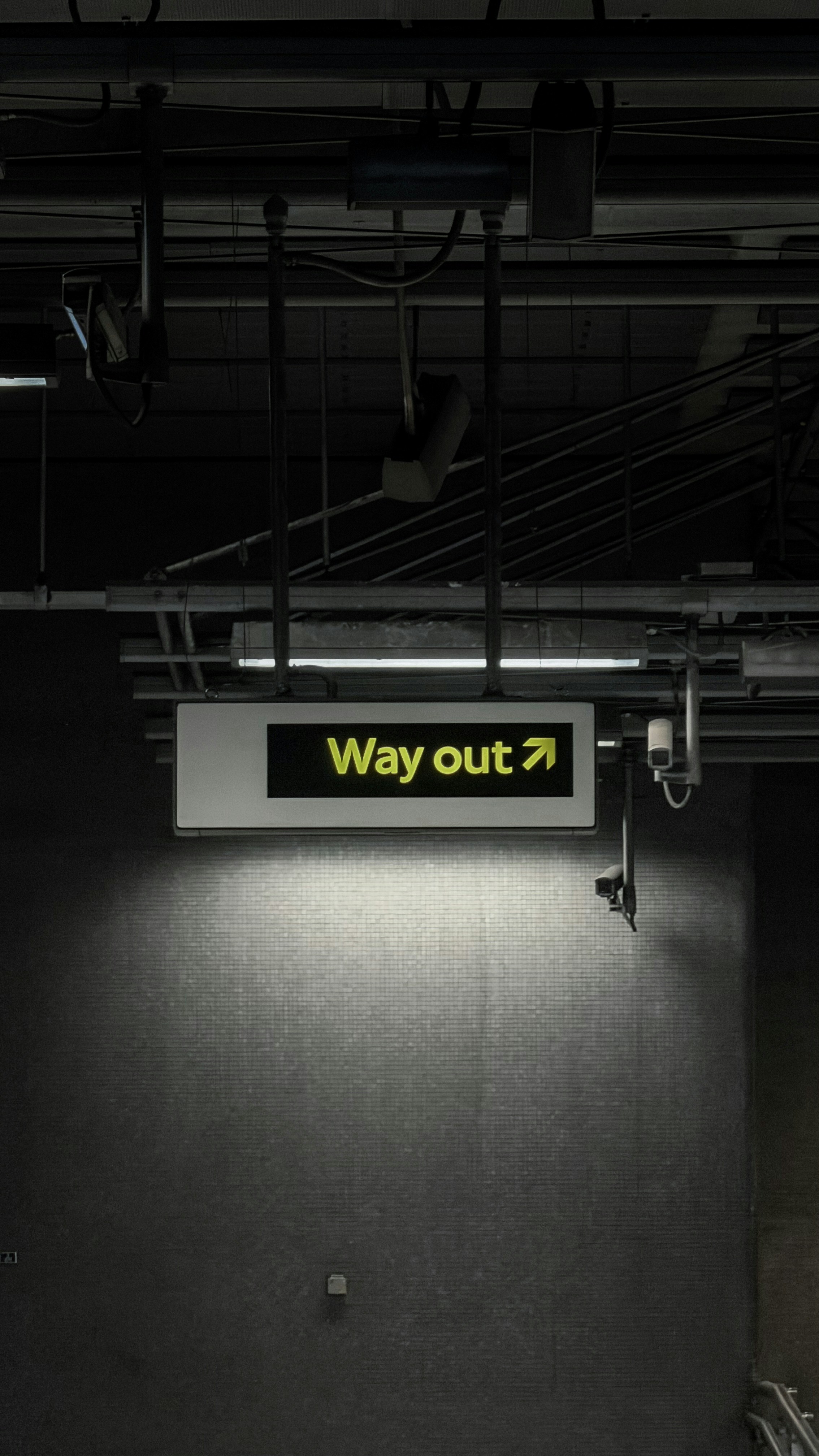 Way out sign with arrow pointing right.