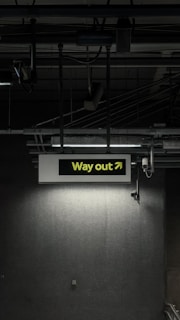 Way out sign with arrow pointing right.
