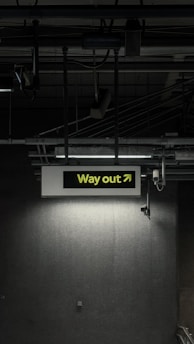 Way out sign with arrow pointing right.