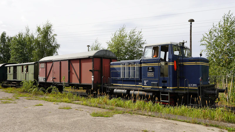 Freight locomotive on open track