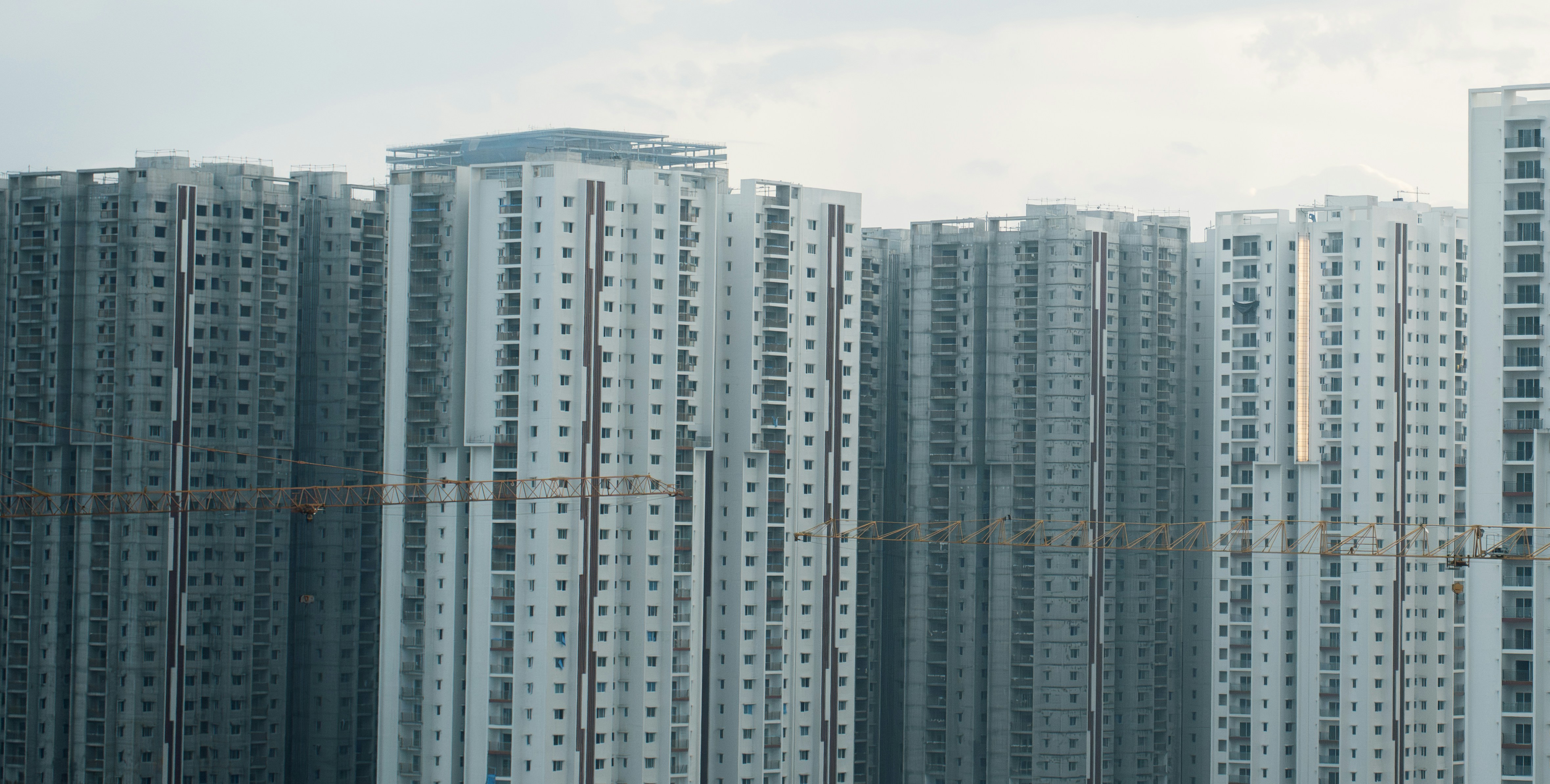 Modern construction site with apartment buildings