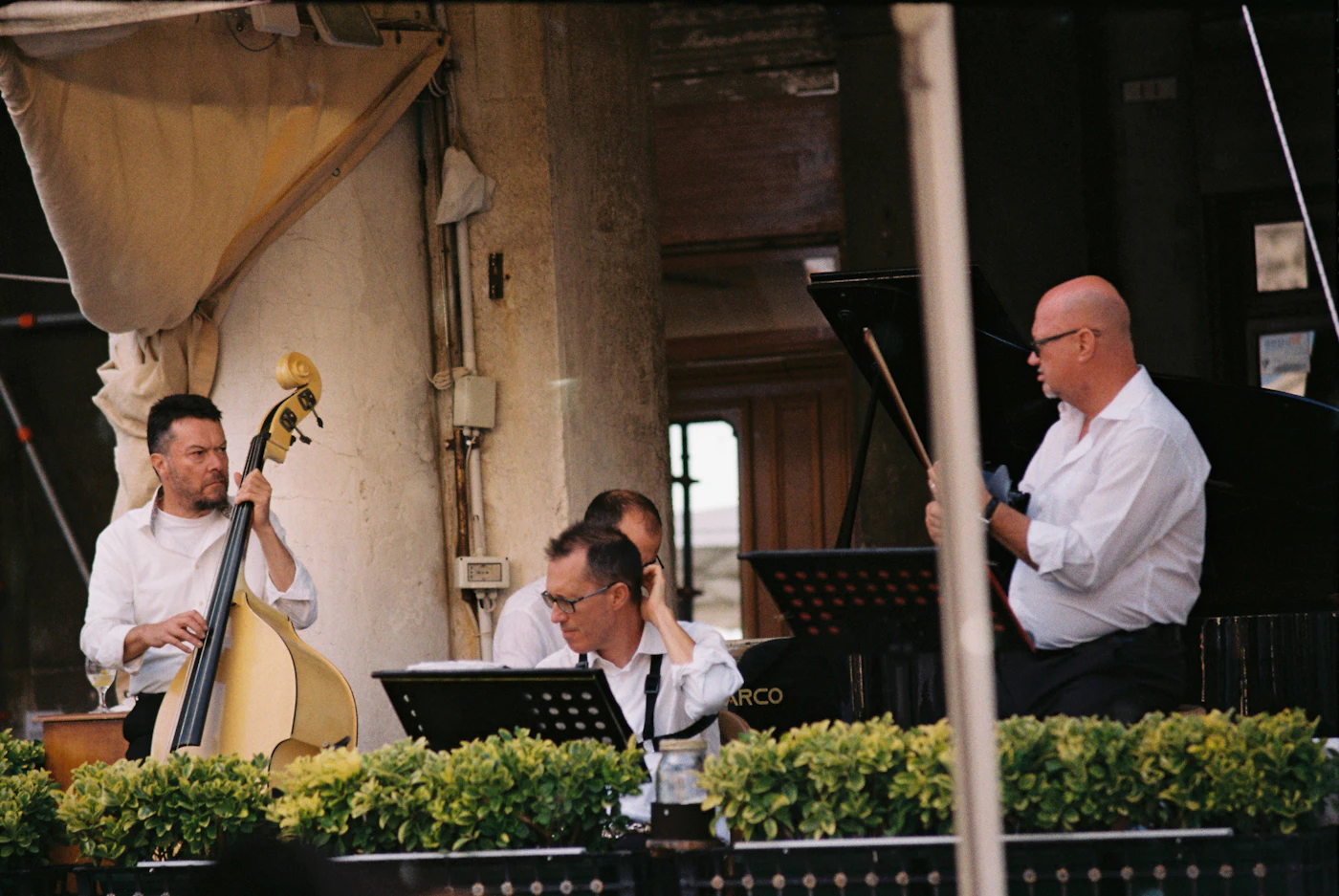 Outdoor jazz · piano + bass