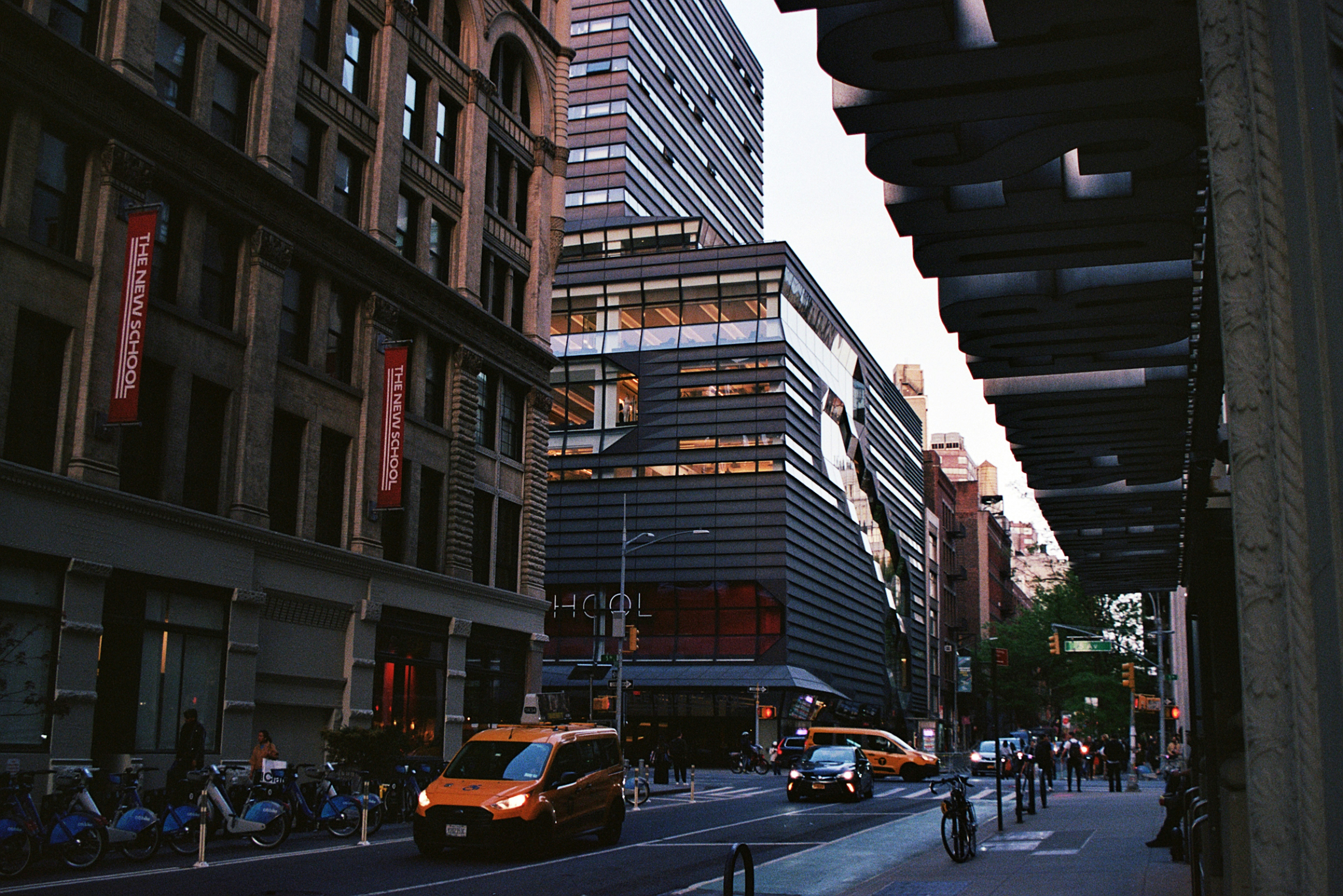 School campus with city view