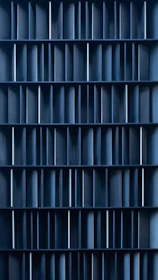 Abstract pattern of dark blue shelves with vertical dividers.