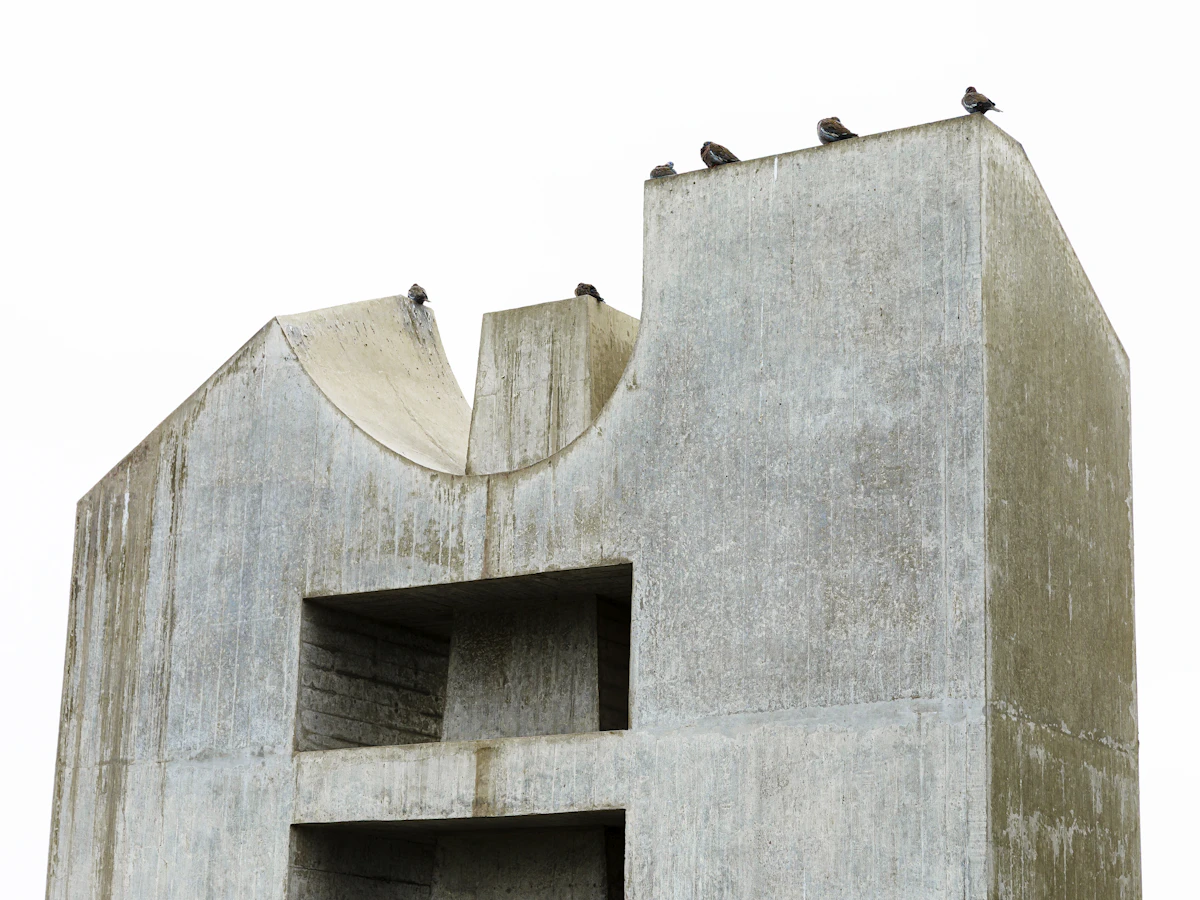 Modern brutalist architecture exterior