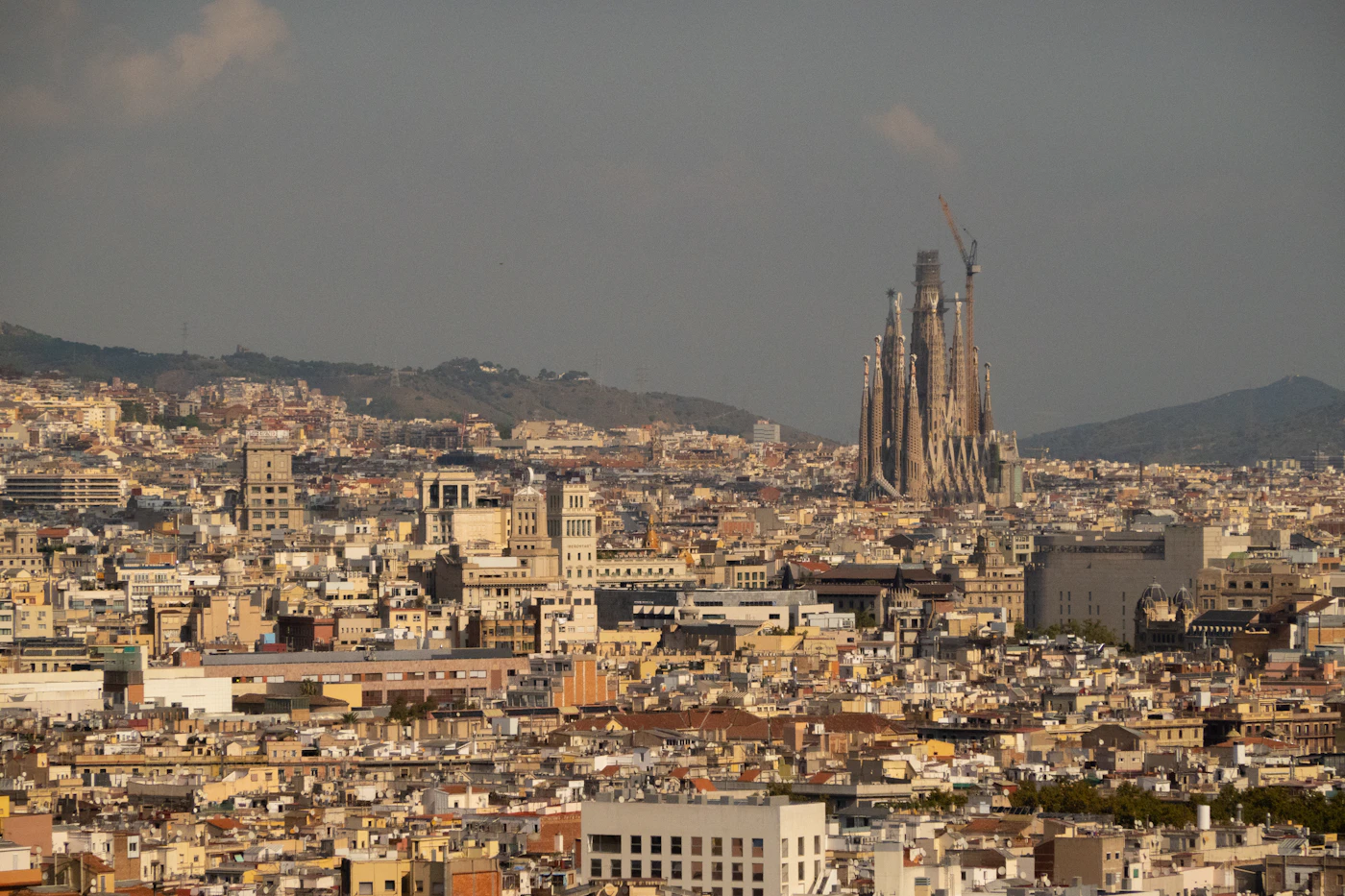 Barcelona cityscape with the Sagrada Familia rising above the city