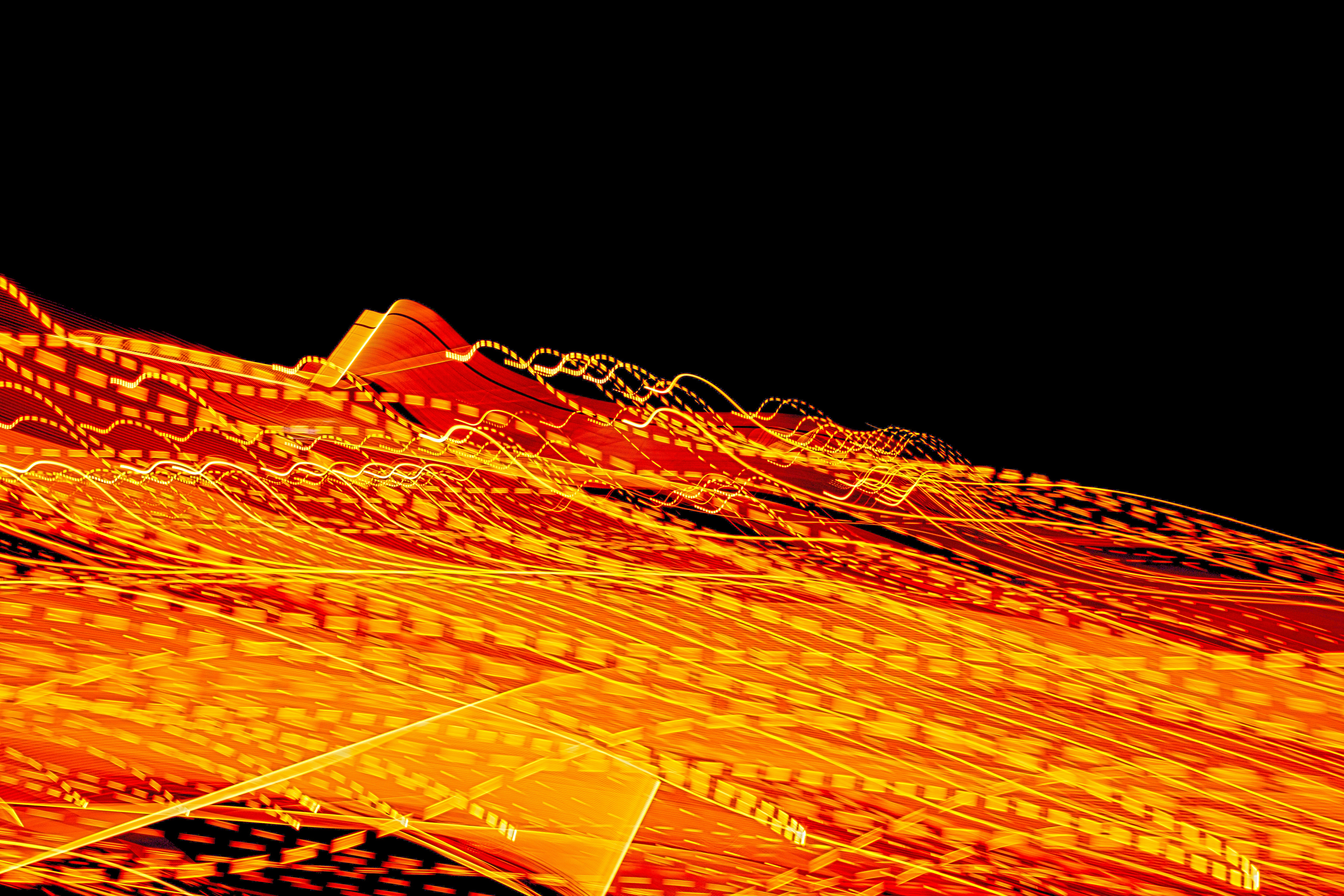 Abstract orange lines on black background