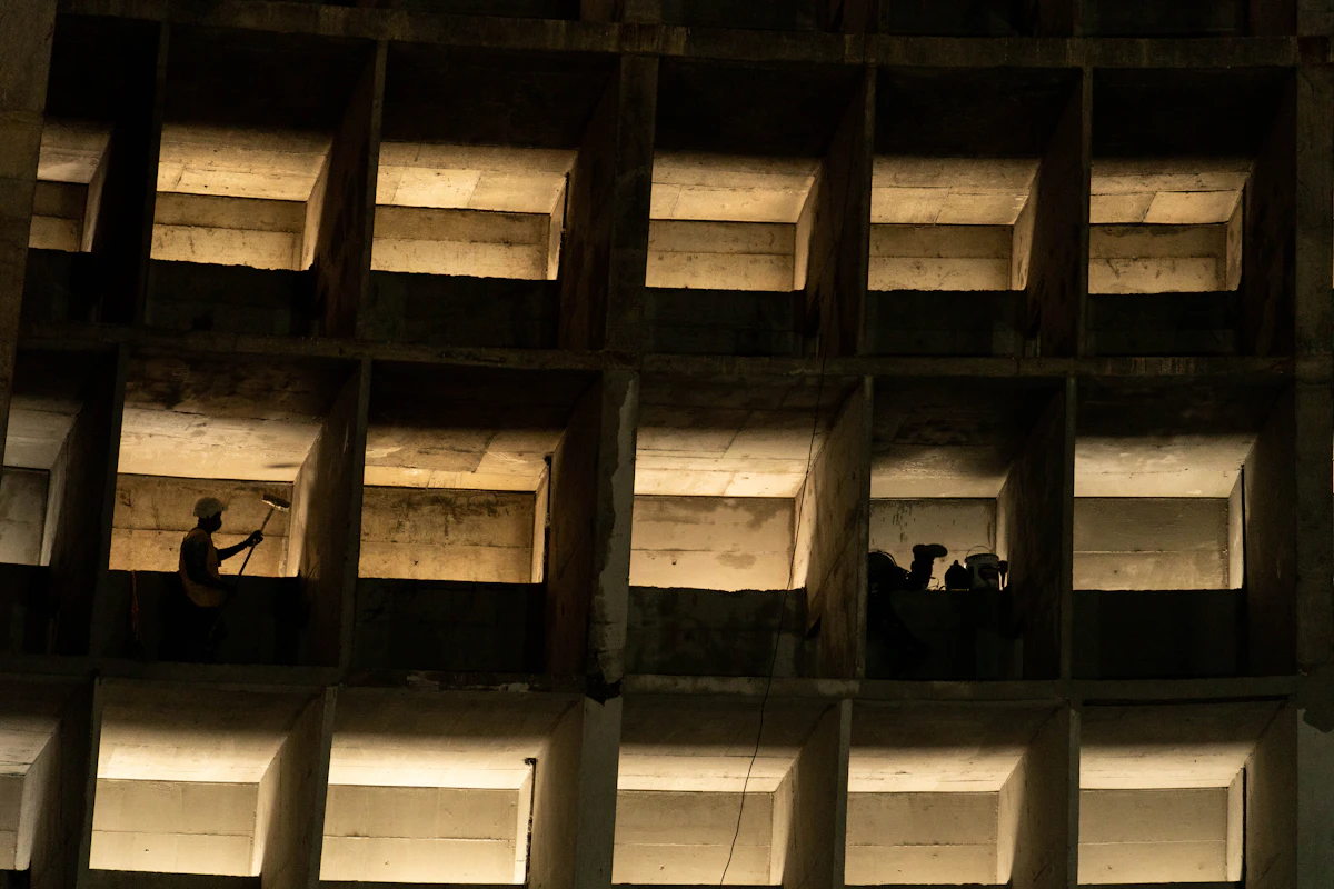 Interior build phase inside renovation site